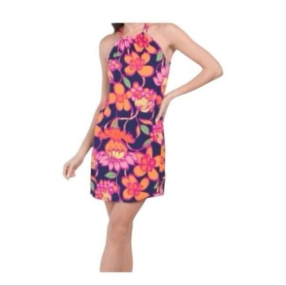 Trina Turk Juju Bright Multicolor Floral Halter A-line Mini Shift Dress Size S - Picture 5 of 12